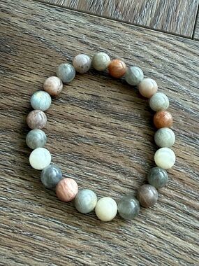 Multicolor Moonstone Natural Stone Beaded Stretch Bracelet